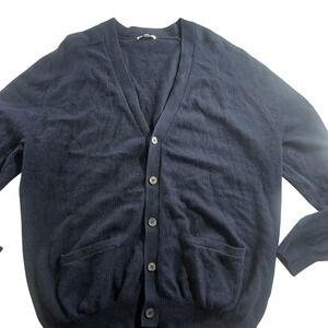 Lona Scott Sweater Mens Medium Blue Cashmere V Neck Cardigan Pockets Knit